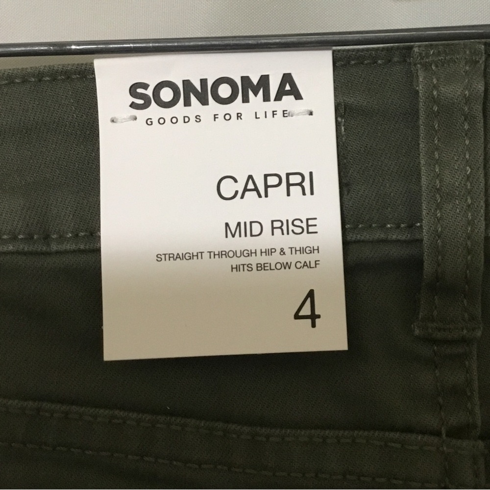 NWT~Sonoma Women’s Supersoft Stretch Size 4 Green Capri Jeans - Picture 7 of 9